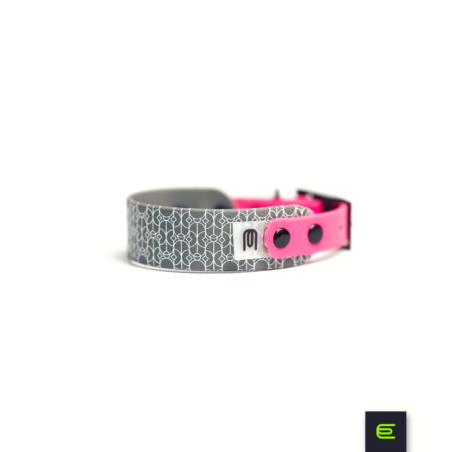 Italian greyhound collar EYESH Mosaic Grey Neon Pink - EYESH -for dog walks- image 1